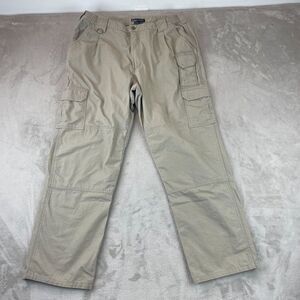 5.11 Tactical Pant Men 38x31 Beige Canvas Cargo Pockets Utility Adjustable Waist